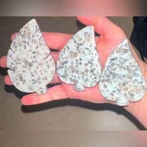 (3) KIWI Jasper Healing Crystal Leaf